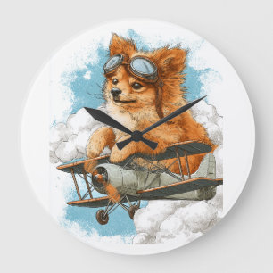 Relógio Grande Pomerânia Piloto � Cão Ás Voador