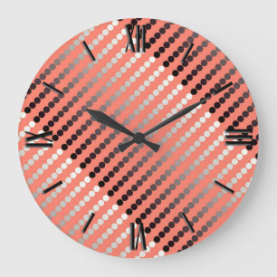 Relógio Grande Pontos de Satin - coral e pewter