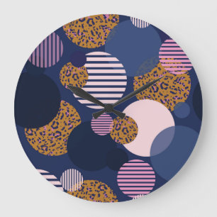 Relógio Grande Pontos-leopardo: Elegância azul escura.