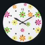 Relógio Grande Pop Art Flowers um padrão perfeito   suas ideias<br><div class="desc">pop de arte por EDDA Fröhlich / EDDArt | padrão florescente de potência | por 60/70 - Alimentadores de energia mais lentos - Fazer amor não guerra | Você perde outras cores ou produtos com este design? Sinta-se à vontade para me contactar: contact@eddart.de ou veja aqui: www.zazzle.de/eddartiful* e aqui: www.zazzle.com/eddartshop*...</div>