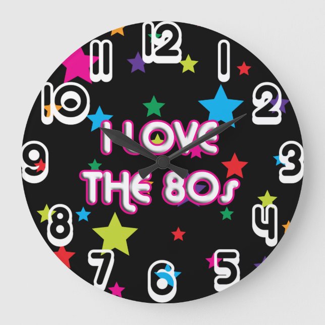 Relógio Grande Pop Culture Retro I love the 80s (Frente)