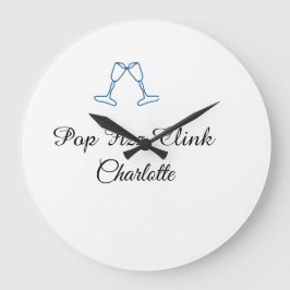 Relógio Grande Pop fizz clink blue champagne bottle new year