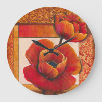 Poppy Flowers on Tan and Orange Background