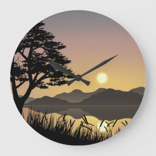 Relógio Grande Pôr do sol sobre montanhas