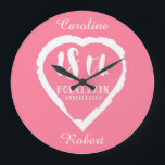Relógio Grande Porcelana tradicional do 18º aniversário de casame<br><div class="desc">Se você quiser alguma ajuda para personalizar este design,  entre em contato comigo,  há um botão para perguntar a este designer,  logo abaixo deste texto. Um design de pincel romântico para pessoas celebrando 18 anos de casamento. Porcelana é o presente tradicional para esta ocasião.</div>