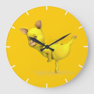 Relógio Grande Porco Balé Amarelo