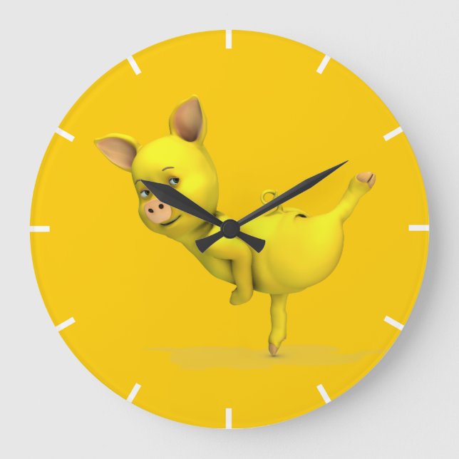 Relógio Grande Porco Balé Amarelo (Frente)