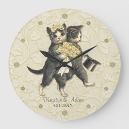 Relógio Grande Posh Cats Wedding Ivory