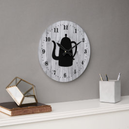 Relógio Grande pote de café de campo, arte Large Clock