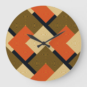 Relógio Grande Praças Geométricas Retro: Padrão De Vintagem.