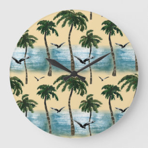 Relógio Grande Praia de aquarela, tranquilidade sem falhas