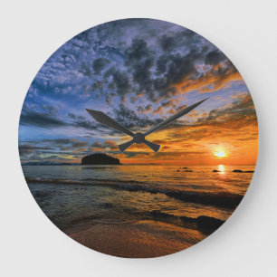 Relógio Grande Praia Tropical de Sunset