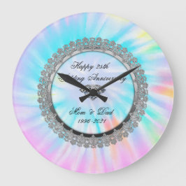 Relógio Grande Prata Tie Dye Diamante 25º Aniversário de Casament