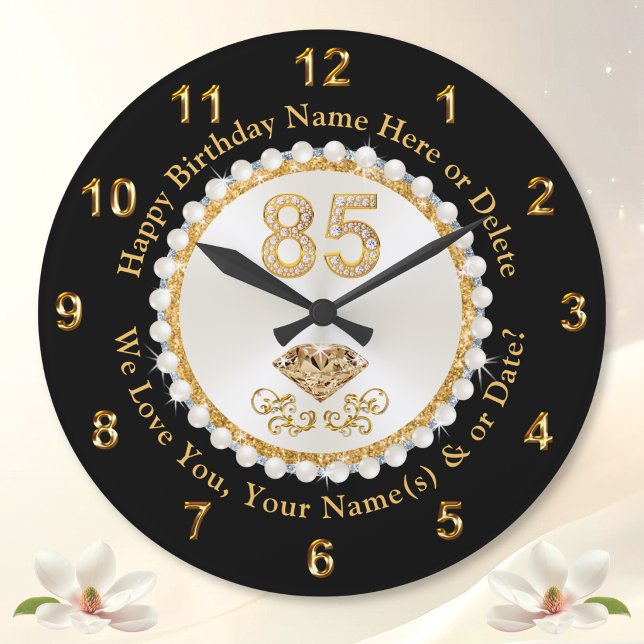 Relógio Grande Prático e Deslumbrante, Presente de 85º Aniversári (85th birthday present. Personalized, 85th birthday gift ideas for mom, mum, grandma or any woman.)