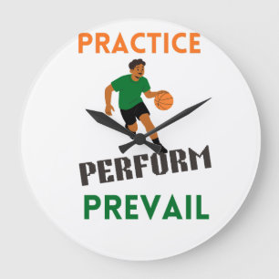 Relógio Grande Pratique. Faça. Prevaleça. Motivação de Basquete