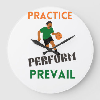 Relógio Grande Pratique. Faça. Prevaleça. Motivação de Basquete