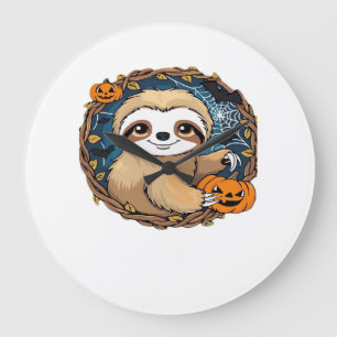 Relógio Grande Preguiça de Halloween, abóbora, morcego, aranha, t