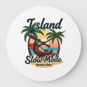 Relógio Grande Preguiça de Roatán Gráfico de Ilha Relax Vintage 2