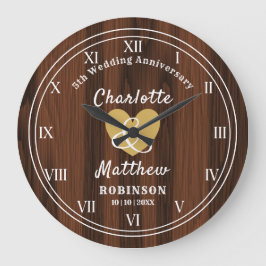 Relógio Grande Presente de 5 de aniversário Personalizado Grande 