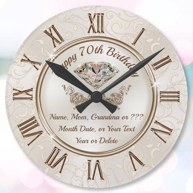 Relógio Grande Presente de Aniversário da Vovó 70, ou Qualquer Re (Personalised Clock for mom. Birthday gift for grandmothers. 70th birthday gift ideas for grandma. )