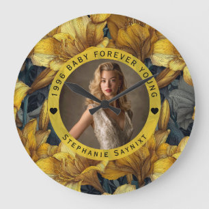 Relógio Grande Presente de Aniversário de 60 anos Flor de Amarili