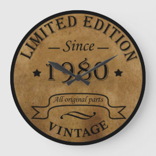 Relógio Grande Presente de aniversário Vintage nascido em 1980