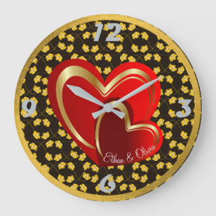Relógio Grande Presente de Casamento Personalizado Modern Love Re