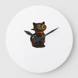 Relógio Grande Presente de Halloween Gato Arrepiante Camiseta Clá