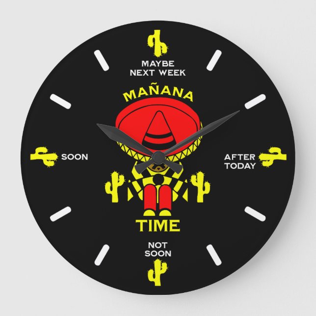 Relógio Grande Presente de Pessoa Preguiçosa Procrastinadora (Frente)