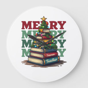 Relógio Grande Presente de Professor Livros de Natal para Profe