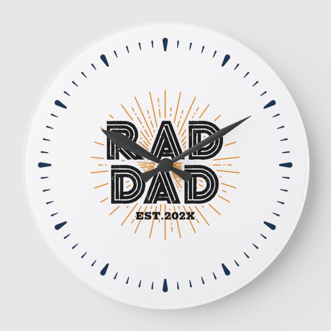 Relógio Grande Presente de Rad Pai para a Tipografia Branca (Frente)