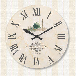 Relógio Grande Presente Islâmico Nikah | Nomes e Data da Masjid A