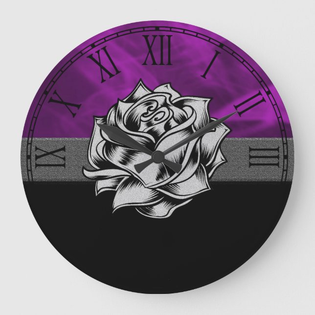 Relógio Grande Presente lindo do Grunge do rosa do roxo (Frente)