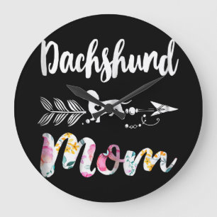 Relógio Grande Presente no cão   Dachshund Mãe Dachshund Floral