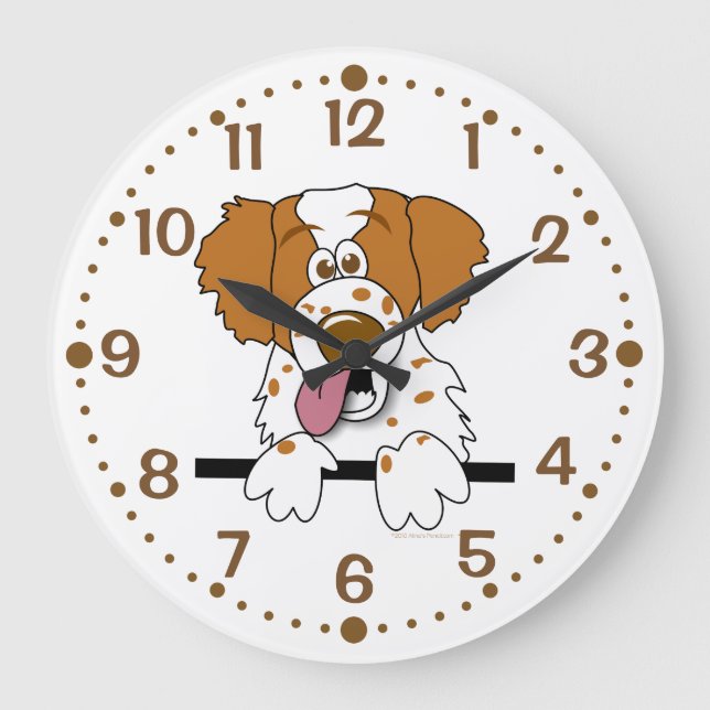 Relógio Grande Presente para Brittany Dog Lover Clock Cartoon Spa (Frente)