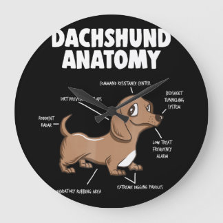 Relógio Grande Presente para cães| Anatomia Dachshund Funny Weine