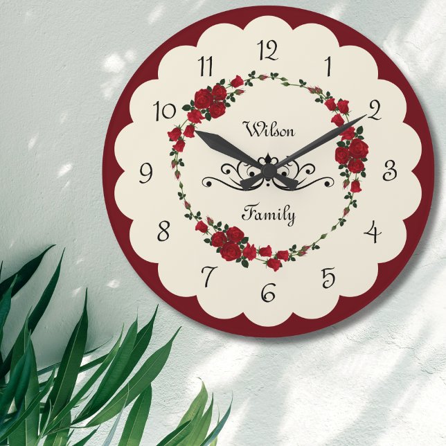 Relógio Grande Presente para o lar de Rosa Wall Elegante (Elegant Rose Wall Clock Housewarming Gift)