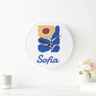 Relógio Grande Presente Personalizado com Nome Floral Retro Perso