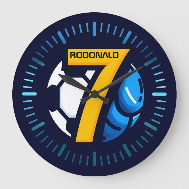 Relógio Grande Presente personalizado de futebol, futebol 7 (Frente)