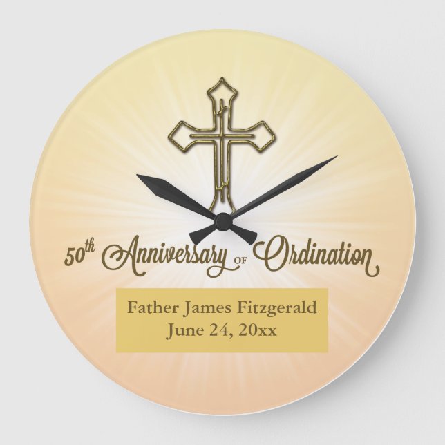 Relógio Grande Presente RUND, Data do Nome Personalizado, Anniv 5 (Frente)