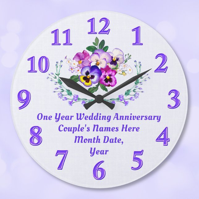 Relógio Grande Presentes de aniversário de um ano excelentes para (Clock Anniversary Gift. Linen, Paper anniversary gifts, Symbols, 1 year wedding anniversary gifts. )