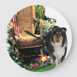 Relógio Grande Presentes de Arte Collie em Triores Rough