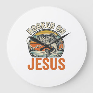 Relógio Grande Preso a Jesus Fé em Pesca de Bass Vintage