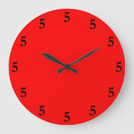 Relógio Grande Preto cinco horas em algum lugar no vermelho