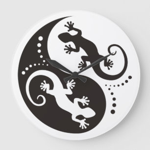Relógio Grande Preto dos gecos de YIN & de YANG + seus fundo &