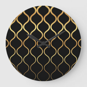 Relógio Grande Preto, ouro, legal, tendências, desenho abstrato