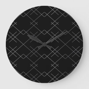 Relógio Grande Preto-prata, teste padrão moderno legal, elegante