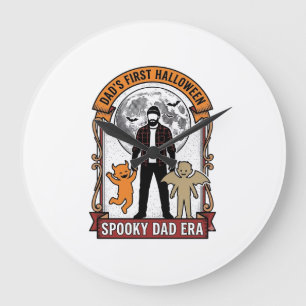 Relógio Grande Primeira Camisa de Pai de Halloween Família Assust