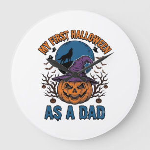 Relógio Grande Primeira Camisa de Papai do Halloween Vintage Abób