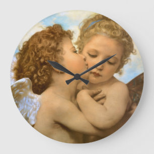 Relógio Grande Primeiro Beijo (detalhe do anjo) por Bouguereau